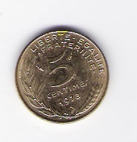  Frankreich 5 Centimes Al-N-Bro 1978  Schön Nr.228 (D6/185)   