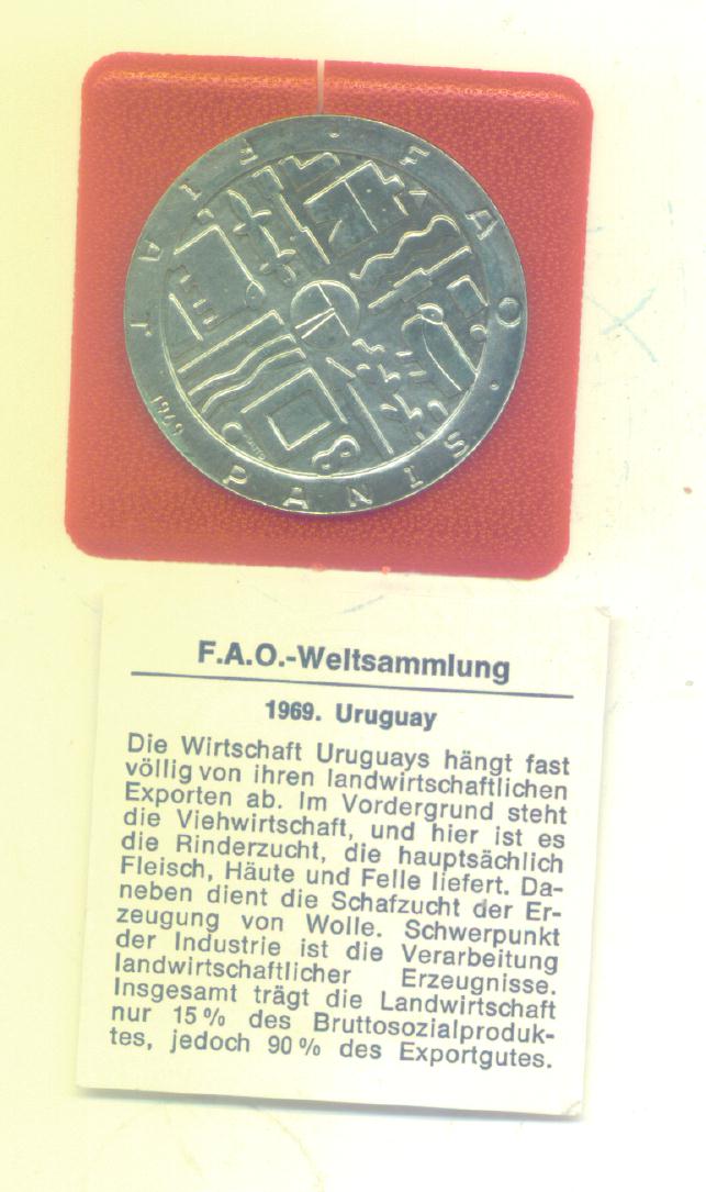  1000 Pesos Uruquay 1969  (FAO) (Silber 25g)(G1477)   