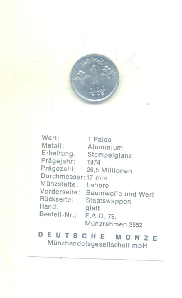 1 Paisa Pakistan 1974(FAO)(g1487)