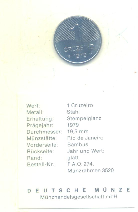  1 Cruzeiro Brasilien 1979 (FAO)(g1490)   