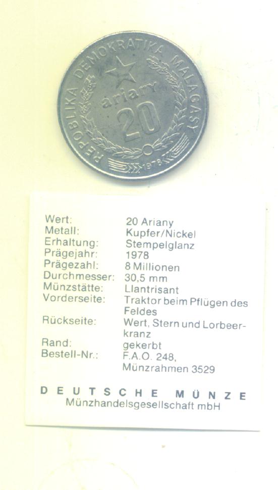20 Ariany Madagaskar 1978 (FAO)(g1491)