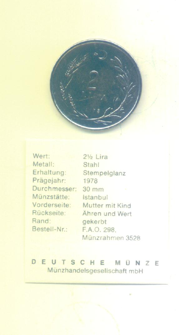 2 1/2 Lira Türkei 1978 (FAO)(G1497)