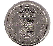  Grossbritannien 1 Shilling K-N 1961  Schön Nr.390 (DK 196 )   