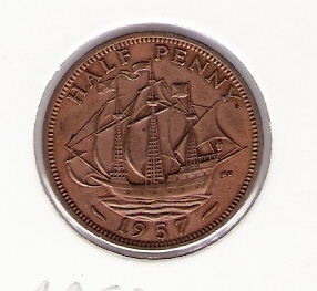  Grossbritannien 1/2 Penny Bro  1957  Schön Nr.386 (DK 189 )   