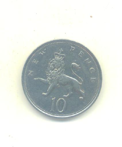  10 New Pence Großbritannien 1974   