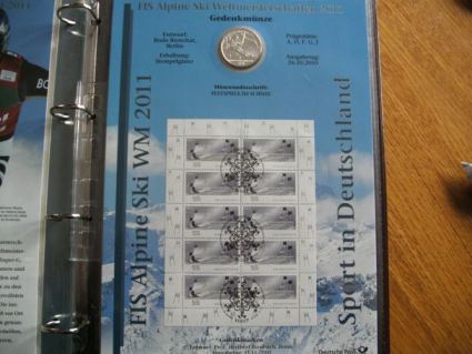  10 Euro 2010 Ski WM im seltenen Numisblatt der Deutschen Post   