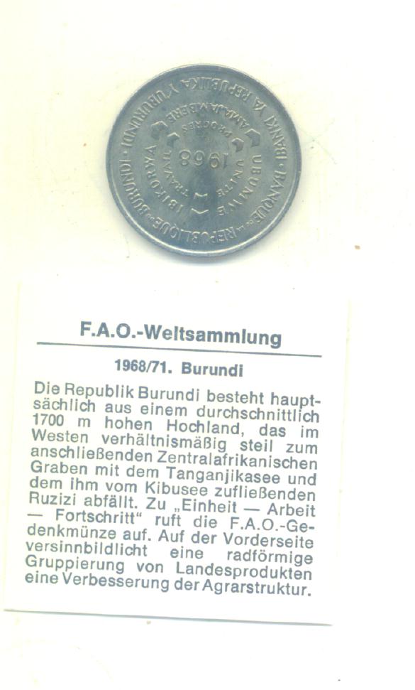  10 Francs Burundi 1968 (FAO)   