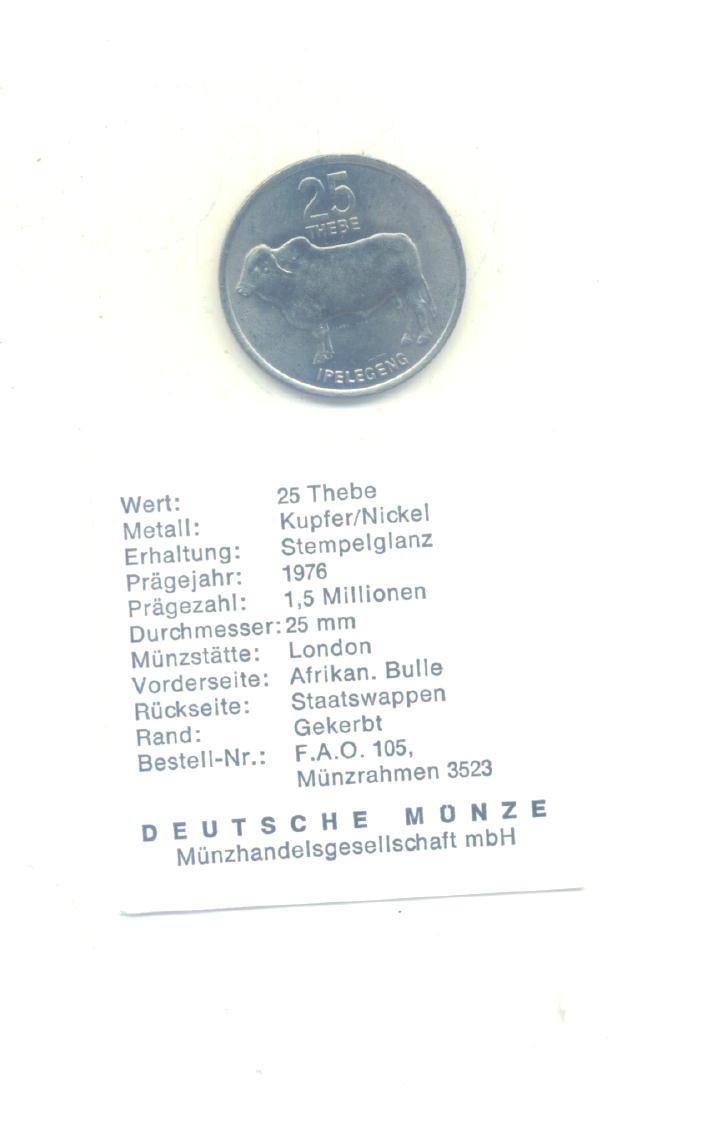 25 Thebe Botswana 1976(FAO)