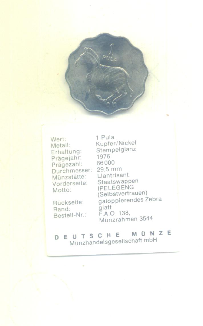  1 Pula Botswana 1976(FAO)   