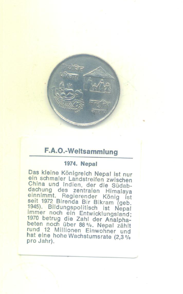  10 Rupees Nepal 1974(FAO)(Silber 8g)   