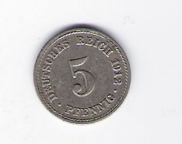  Deutsches Reich 5 Pfennig 1912 A  Jäger Nr.12   