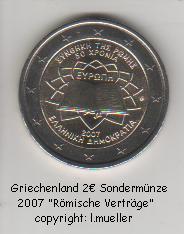 Griechenland ...2 Euro Sondermünze 2007...Römische Verträge   