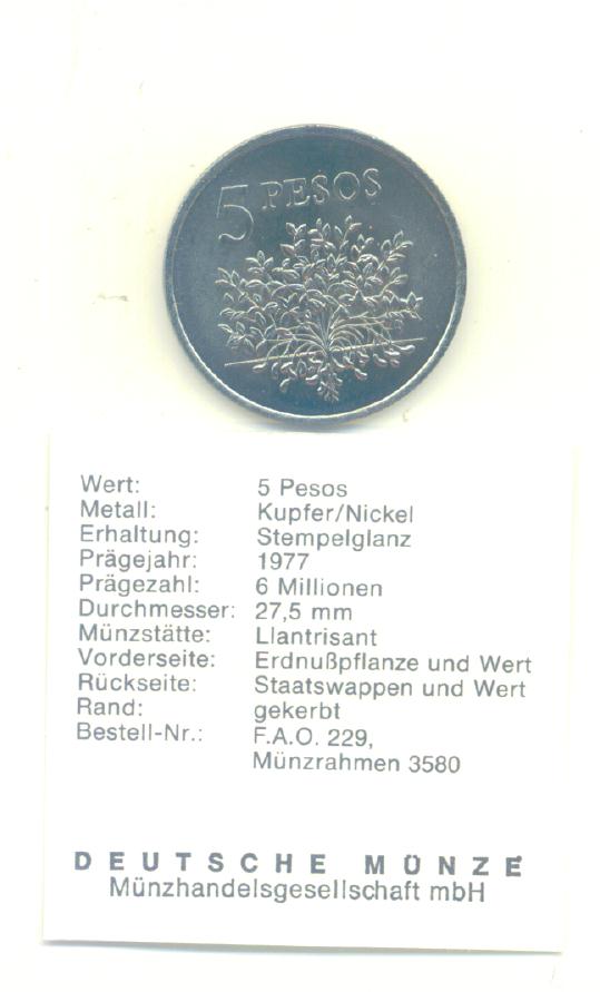 5 Pesos Guinea-Bissau 1977(FAO)