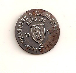  Städtenotgeld Oberlahnstein, 5 Pfennig 1917, vz-st,Korrfleck   