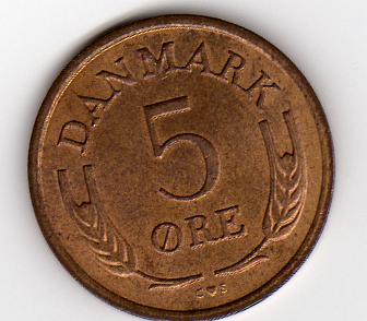  - Dänemark 5 Öre 1970 -   