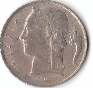  5 Francs Belgique 1971 (A030)   