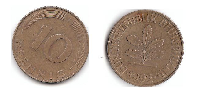  10 Pfennig 1992 J (A782)b.   