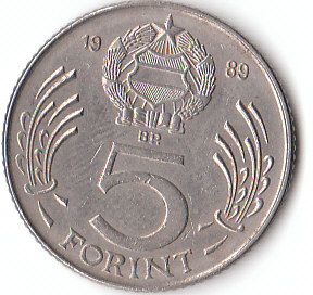  5 Forint Ungarn 1989 - 23,4 mm Durchmesser (A296)   