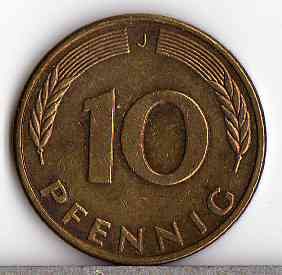  - Deutschland 10 Pfennig 1987 J -   