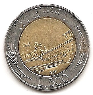  Italien 500 Lira 1989 #270   