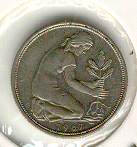  BRD , 50 Pfennig 1967 J , Erhaltung um vorzüglich , feines Stück   