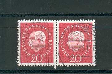 Berlin Michel Nr. 184 w/184 w Heuß 20 (Pf) Medaillion waager.Paar (Mi. Euro 55,00) Maschinenstempel