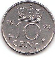  10 Cent Niederlande 1974 (D110) b.   