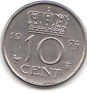  10 Cent Niederlande 1974 (D110) b.   