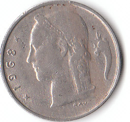  1 Franc Belgie 1968 ( A088 )b.   