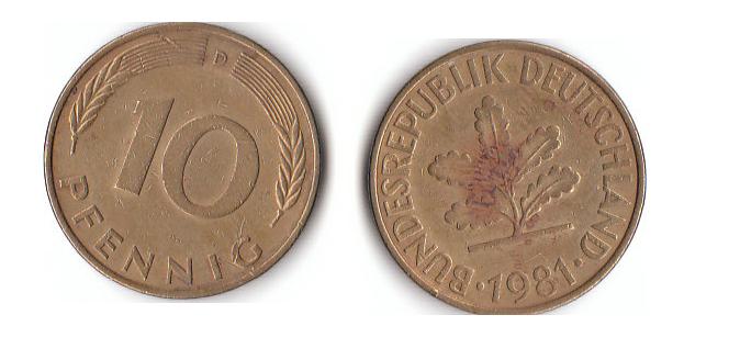  10 Pfennig 1981 D (A778) b.   