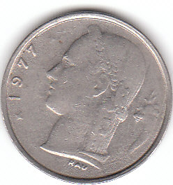  1 Francs Belgique 1977 (A 190 )b.   