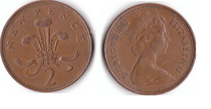  2 new Pence Großbritannien 1981 (D191)b.   