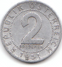  2 Groschen Österreich 1951 ( D003 ) b.   