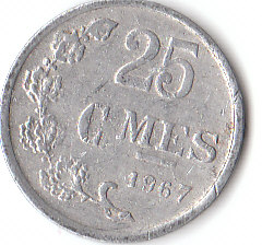  Luxemburg 25 Centimes 1967 (A022)b.   