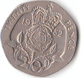  20 Pence Großbritannien 1982 (D065)b.   