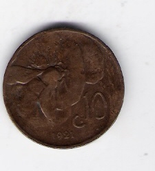  Italien 10 Centesimi 1921 Bro  Schön Nr.60 (D2/294)   
