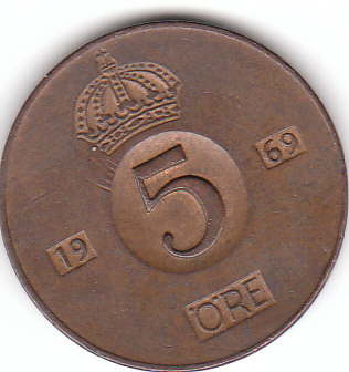  5 Öre Schweden 1969 (A472)   