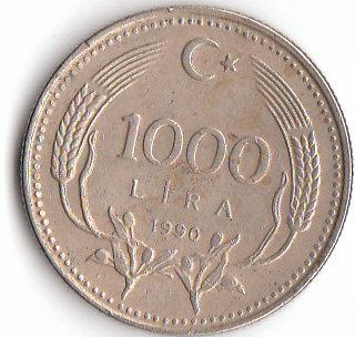  1000 Lira Türkei 1990 (A431)   