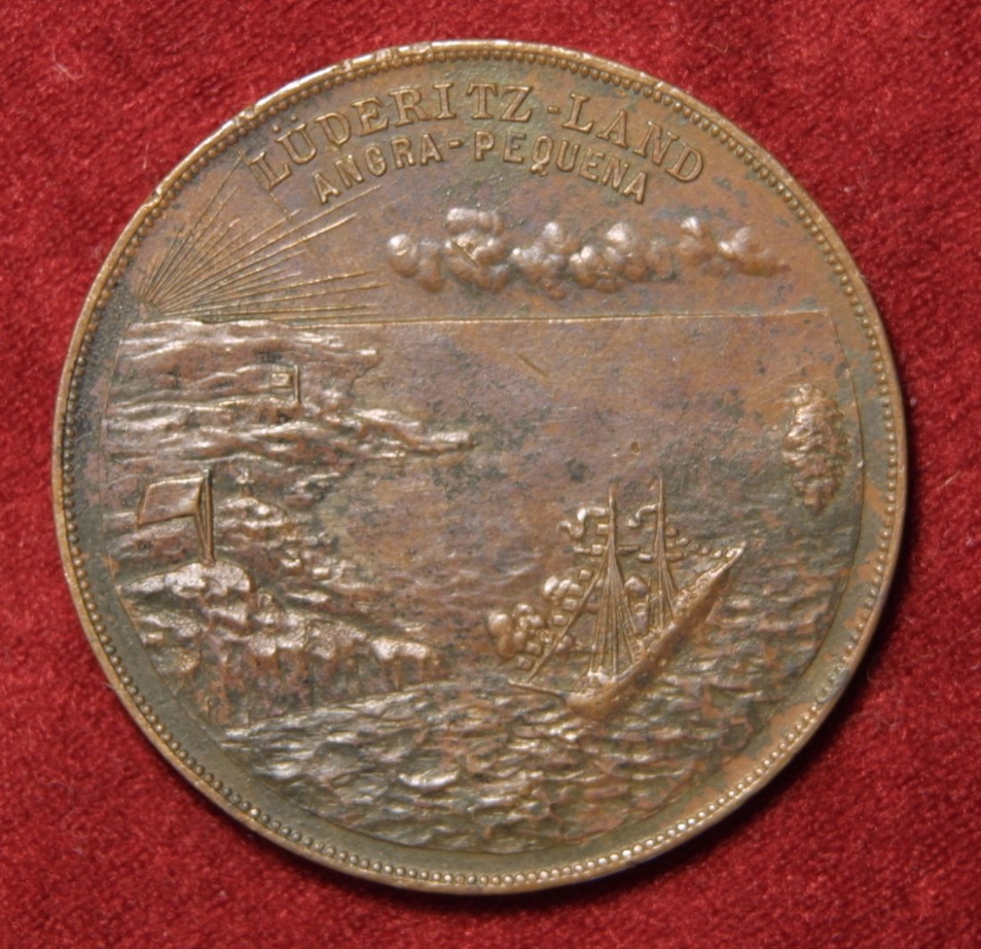  Bronzemedaille 1884 von Lauer, a.d. Reichsprotektorat über Lüderitzland (Angra Pequena). , Selten!   