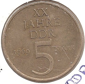  DDR 5 Mark 1969 XX Jahre DDR  #339   