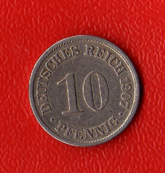  Kaiserreich 10 Pfennig 1907 -F- Jaeger 13. ss-vz (2)   