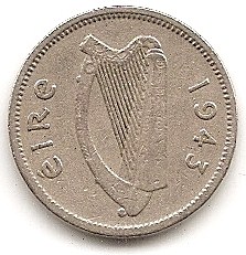  Irland 3 Pence 1943 #306   