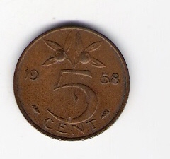  Niederlande 5 Cent 1958 Bro   Schön Nr.65   