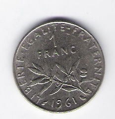  Frankreich 1 Francs 1961 N  Schön Nr.233 C 105)   