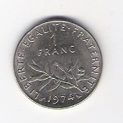 Frankreich 1 Francs 1974 N  Schön Nr.233 (C 104)   