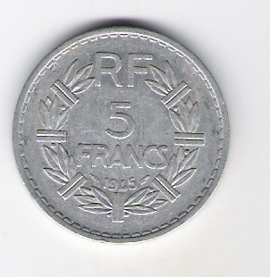  Frankreich 5 Francs 1945 Al  Schön Nr.203b (DK 72)   