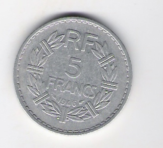  Frankreich 5 Francs 1946 Al  Schön Nr.203b (C 773)   