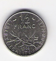  Frankreich 1/2 Franc N 1965   Schön Nr.232 (D1/392)   