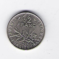 Frankreich 1/2 Franc N 1966   Schön Nr.232 (D1/390)   
