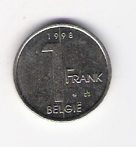  Belgien 1 Frank 1998 fl. St,N plattiert    Schön Nr.168   